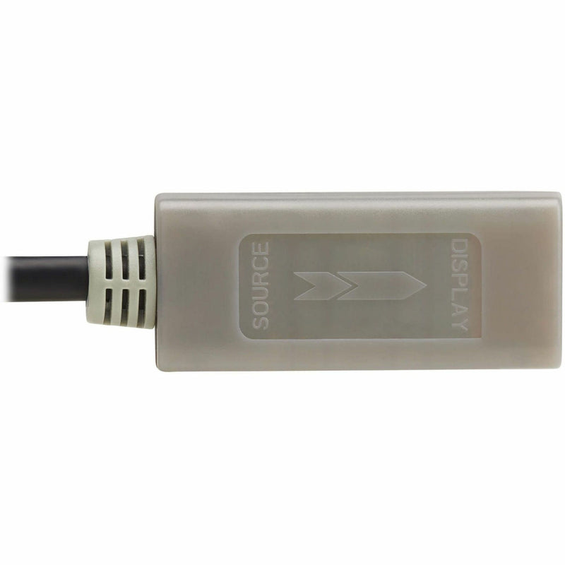 Close-up of DisplayPort connector showing source/display marking