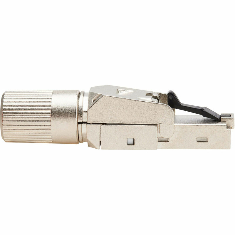 Side view of Cat8 connector showing streamlined profile and construction