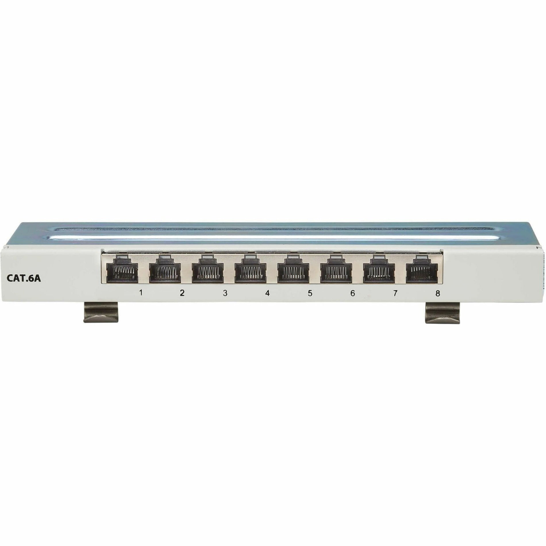 Tripp Lite N250-SH08-DIN6A Cat6a STP Patch Panel, 8 Ports, DIN Rail or Wall Mount, TAA Compliant