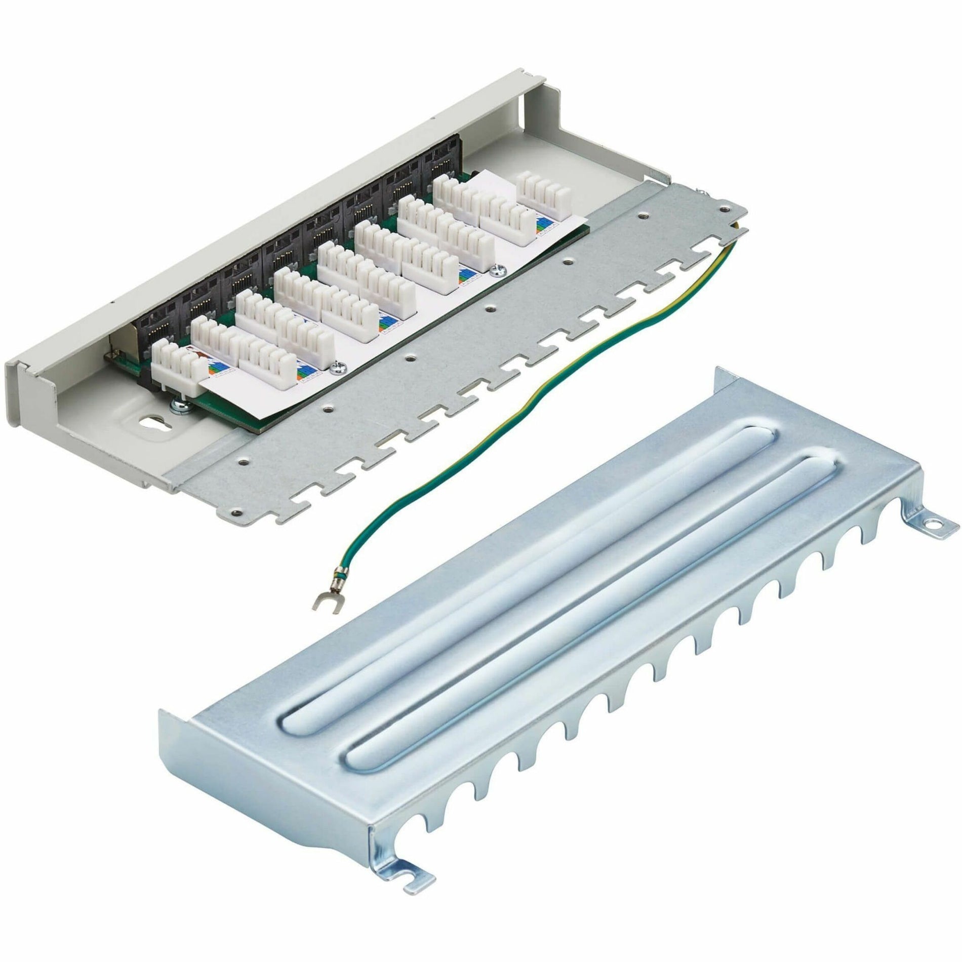 Tripp Lite N250-SH08-DIN6A Cat6a STP Patch Panel, 8 Ports, DIN Rail or Wall Mount, TAA Compliant