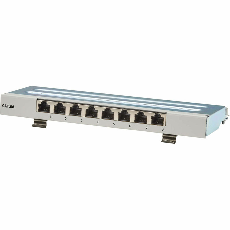 Profile view of Cat6a patch panel showing compact design