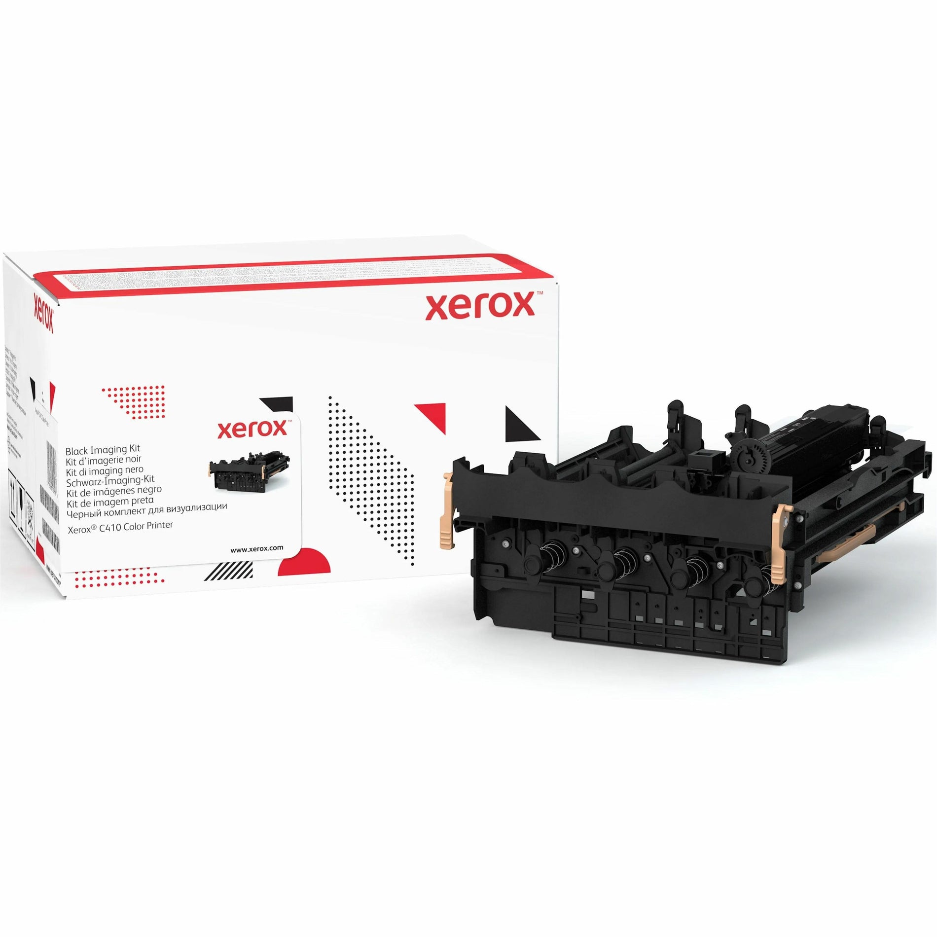 Xerox 013R00700 Black Imaging Drum unit with retail packaging showing product specifications and compatibility information-alternate-image1