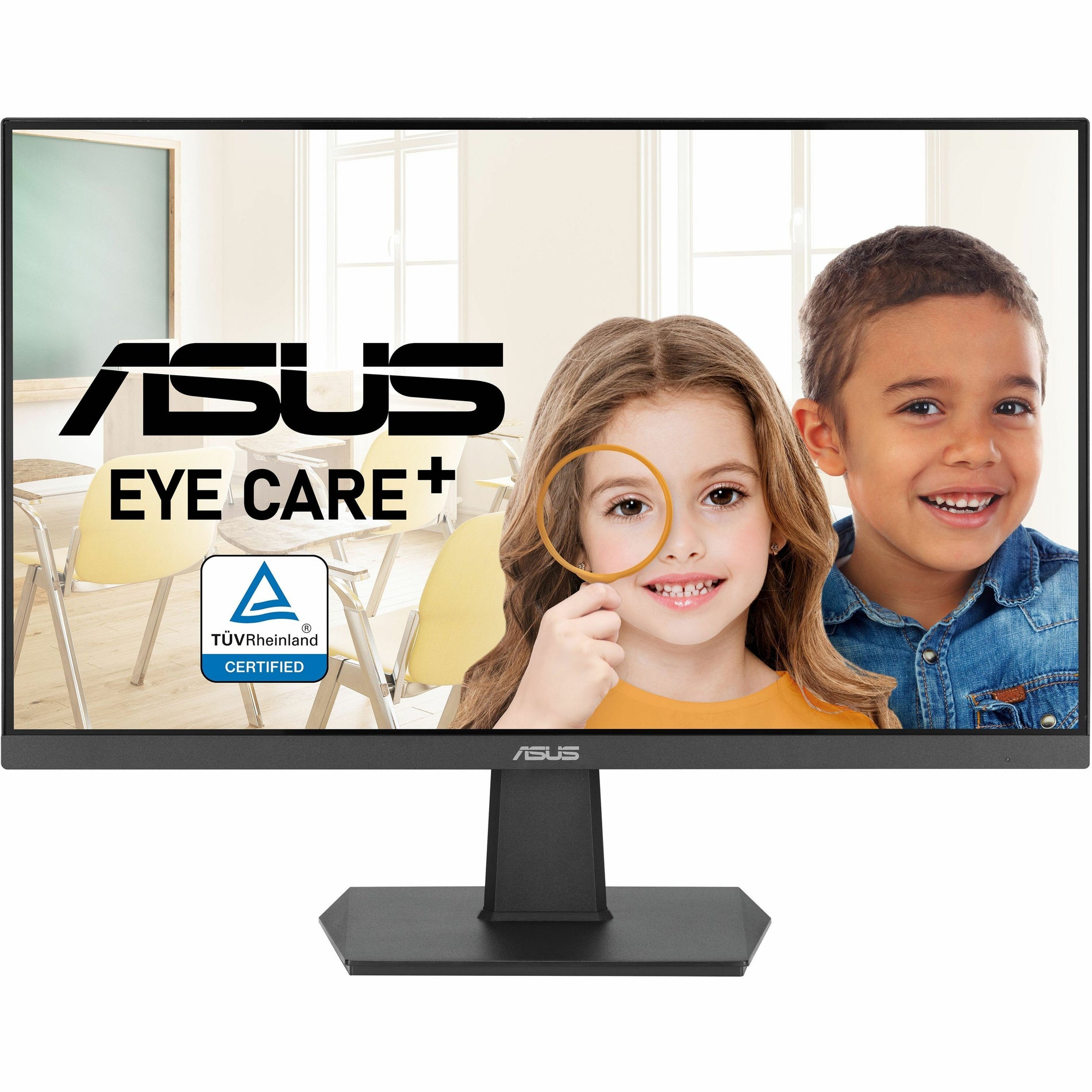 Side view of ASUS VA27EHF monitor showing adjustable stand and frameless design-alternate-image2