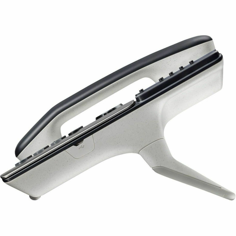 Side view of Poly Edge E500 IP phone stand showing adjustable positioning