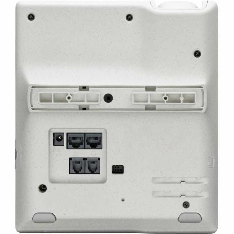 Back view of Poly Edge E300 IP phone showing connectivity ports