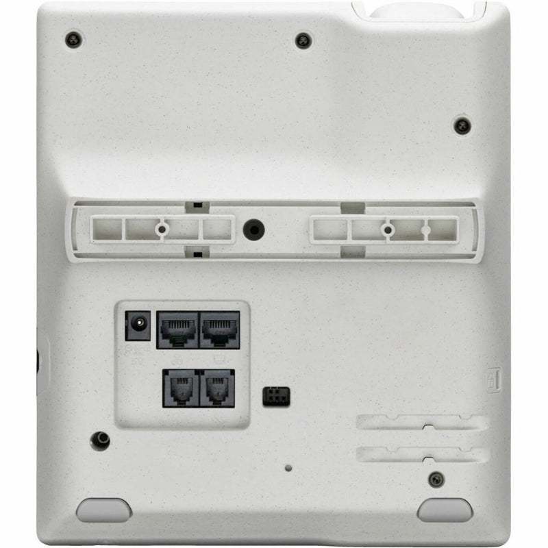 Rear view of Poly Edge E300 IP phone showing connectivity ports and interfaces