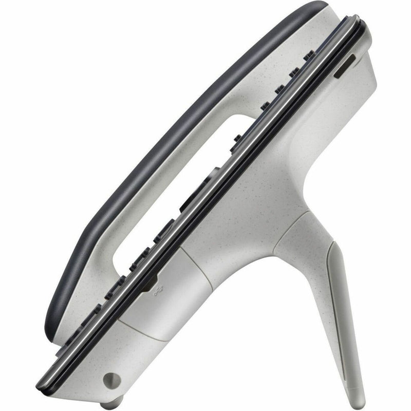 Side profile of Poly Edge E400 showing adjustable stand mechanism