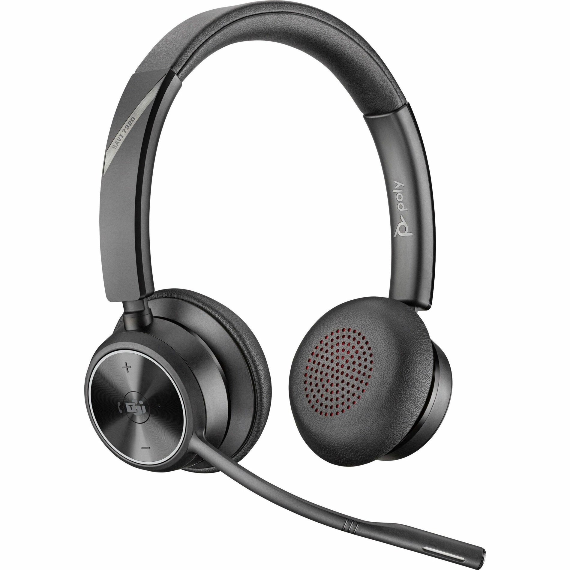 Side view of Poly Savi 7300 Office wireless headset featuring noise-canceling boom microphone and premium over-ear design-alternate-image1