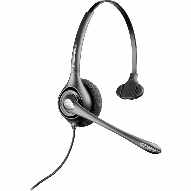 Poly SupraPlus H251 monaural headset with over-the-head design and adjustable boom microphone in black finish