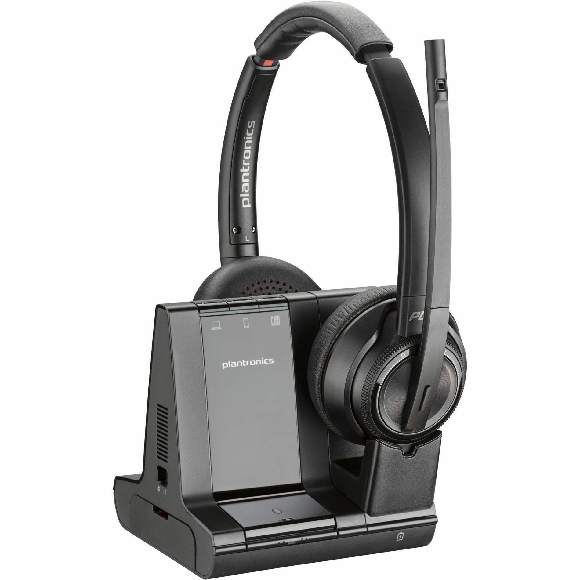 Poly Savi 8200 Kantor 8220 Headset Nirkabel Bluetooth/DECT 6.0 Headset Stereo dengan Pembatalan Kebisingan Aktif