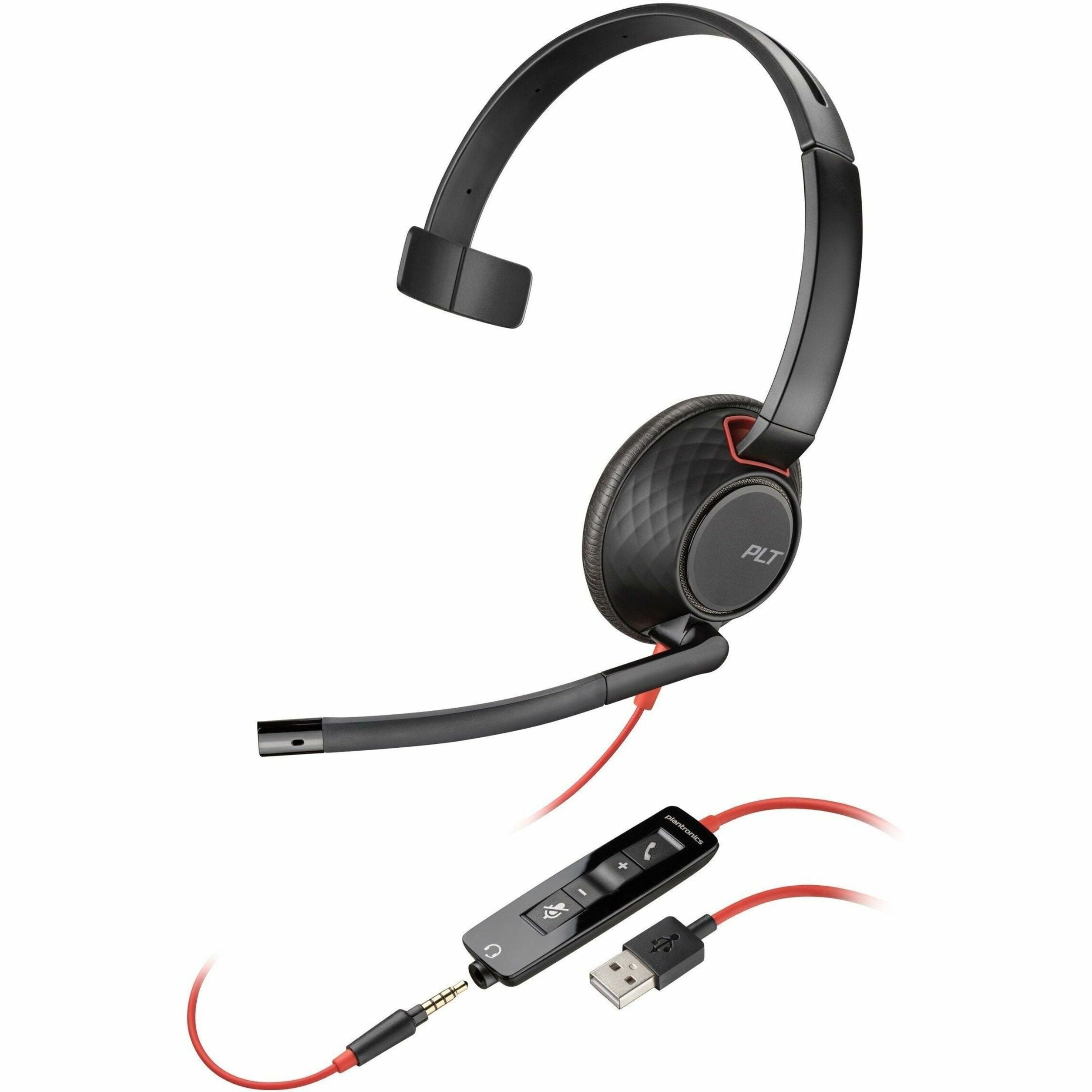 Poly 80R98AA Blackwire 5210 Headset, On-ear Monaural Headset with Noise Cancelling Microphone