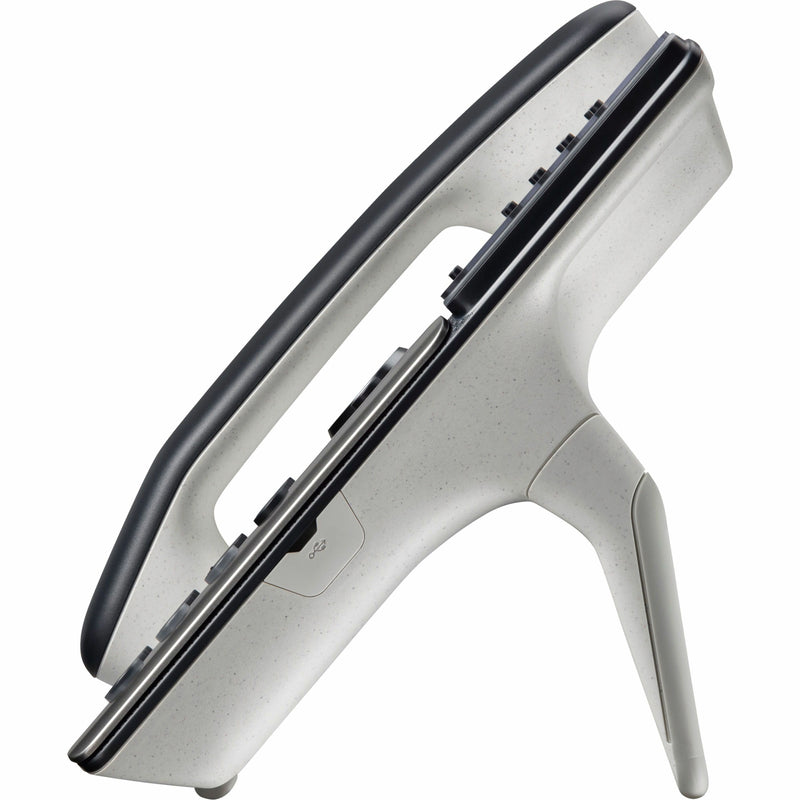 Side view of Poly Edge E320 IP phone stand showing adjustable positioning mechanism