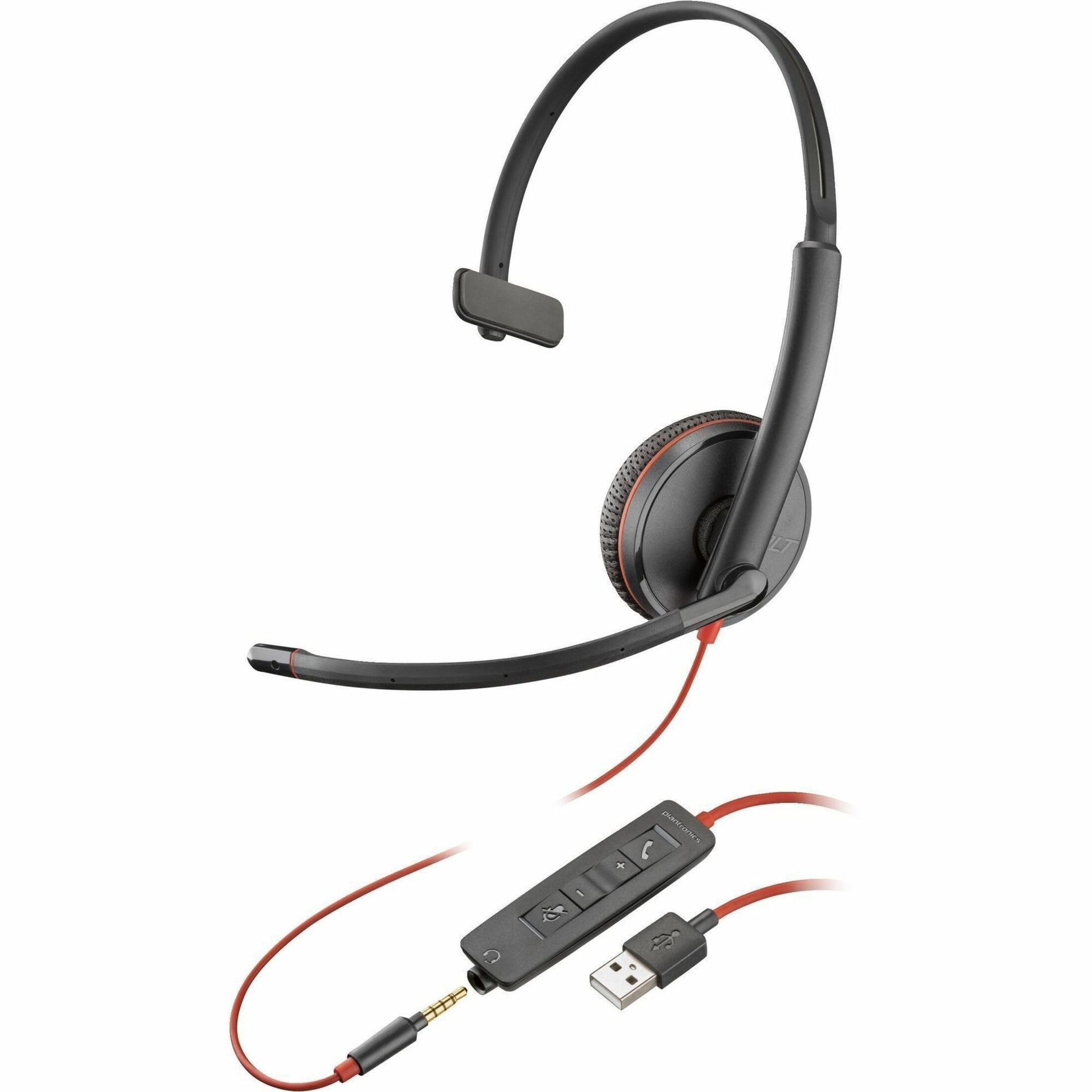 Poly 80S06AA Blackwire C3215 Headset, Monaural Over-the-head Over-the-ear, Noise Cancelling, Lightweight, Durable, Wideband Audio
