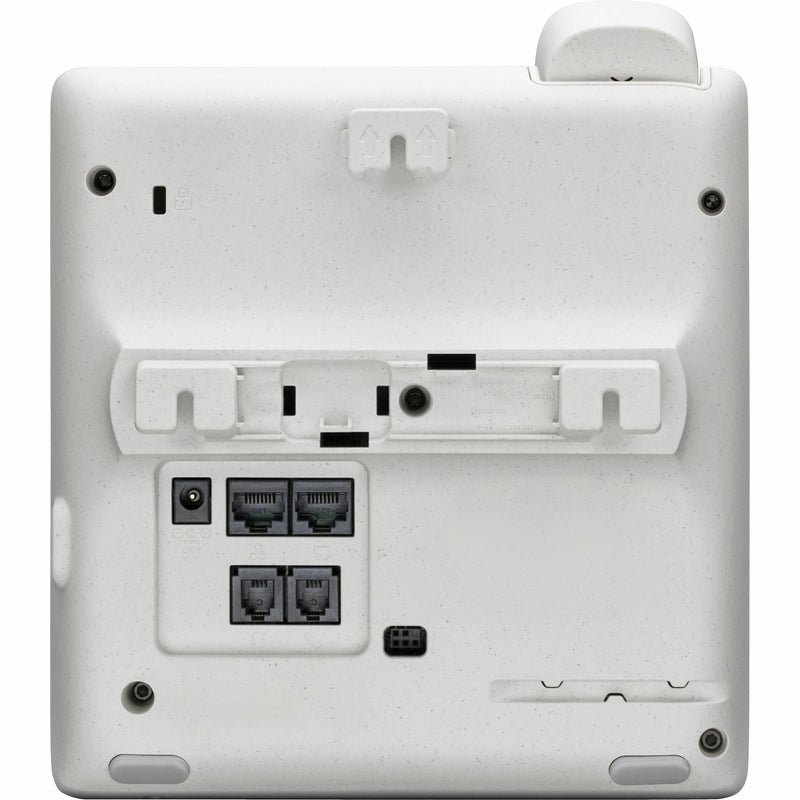 Back view of Poly Edge E100 IP phone showing network ports and connections