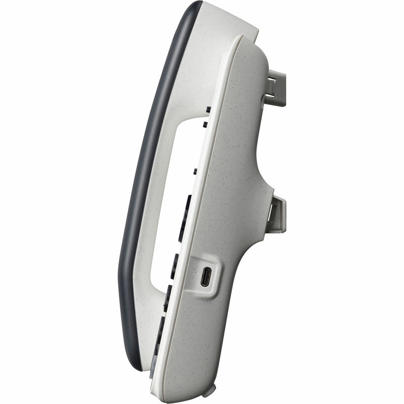 Side view of Poly Edge E100 IP phone showing connectivity ports