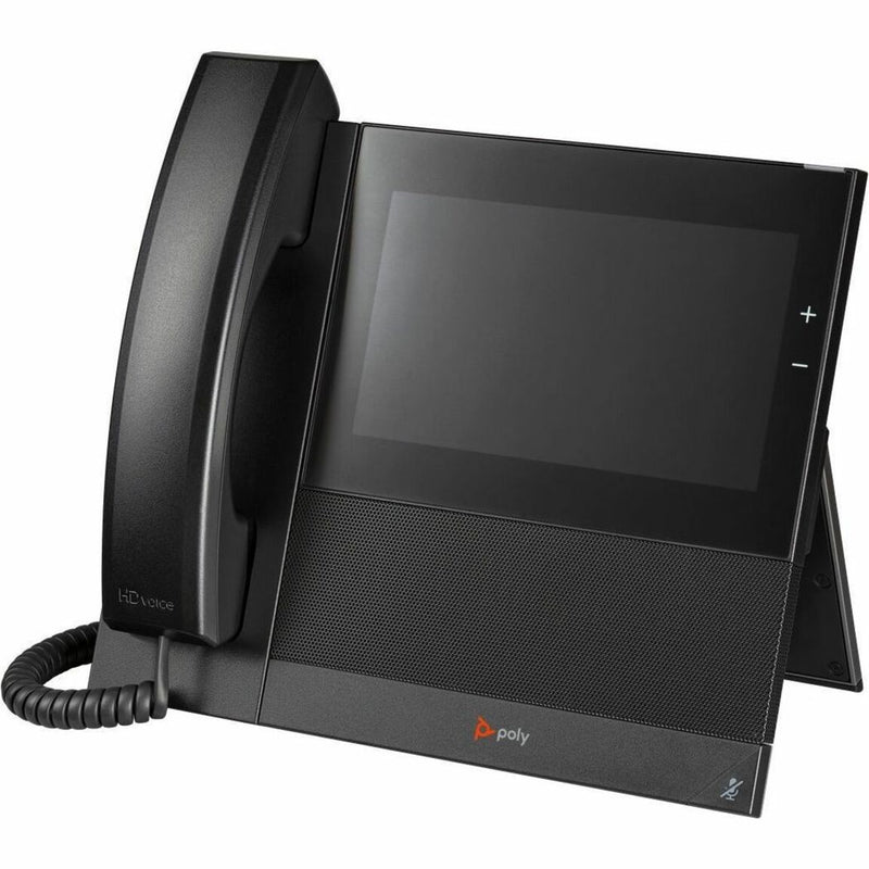 Side view of Poly CCX 600 showing ergonomic design and adjustable display