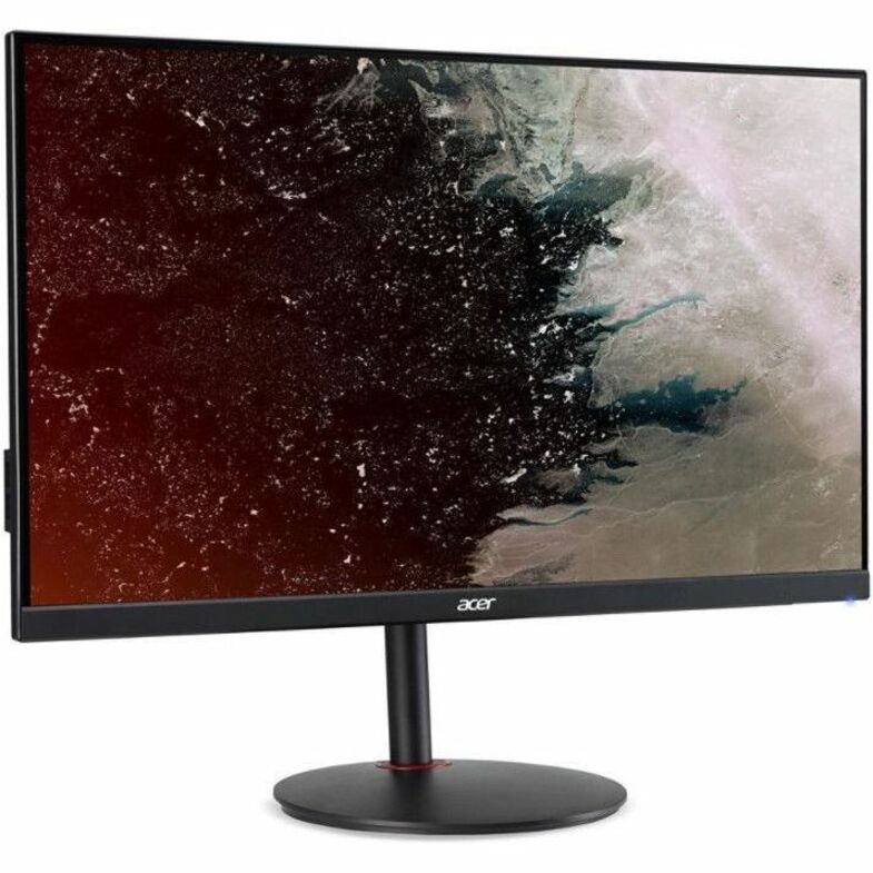 Front view of Acer Nitro VG272U V3 gaming monitor displaying high-resolution abstract artwork with dramatic red and gray tones-alternate-image1