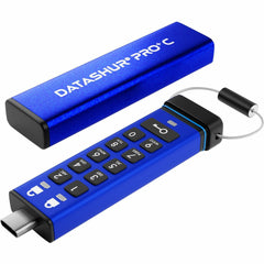 iStorage datAshur PRO+C 128GB Secure Flash Drive, USB 3.2 Type-C, Hardware Encrypted, PIN Protection, 310MB/s Read, Water/Dust Resistant IP57, FIPS 140-3 Pending - IS-FL-DA3C-256-128 (3 Year Warranty)