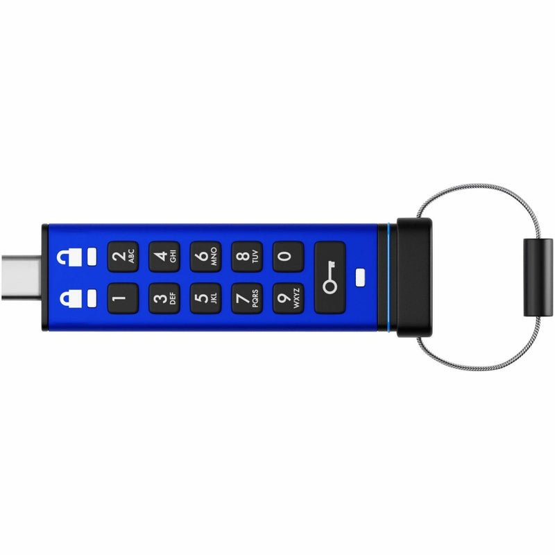 Detailed view of datAshur PRO+C's numeric keypad and USB-C connector