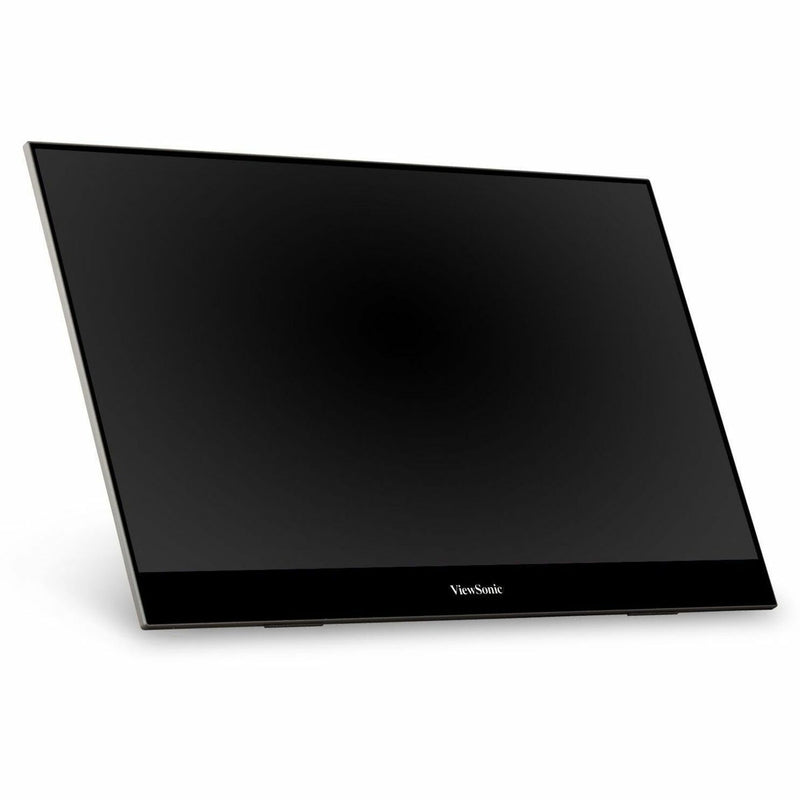 Side angle view of ViewSonic portable monitor displaying slim profile