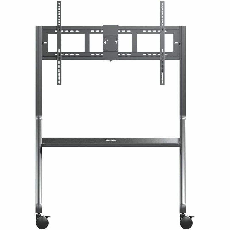 Front view of ViewSonic VB-STND-009 mobile display cart showing VESA mount system and wheel base