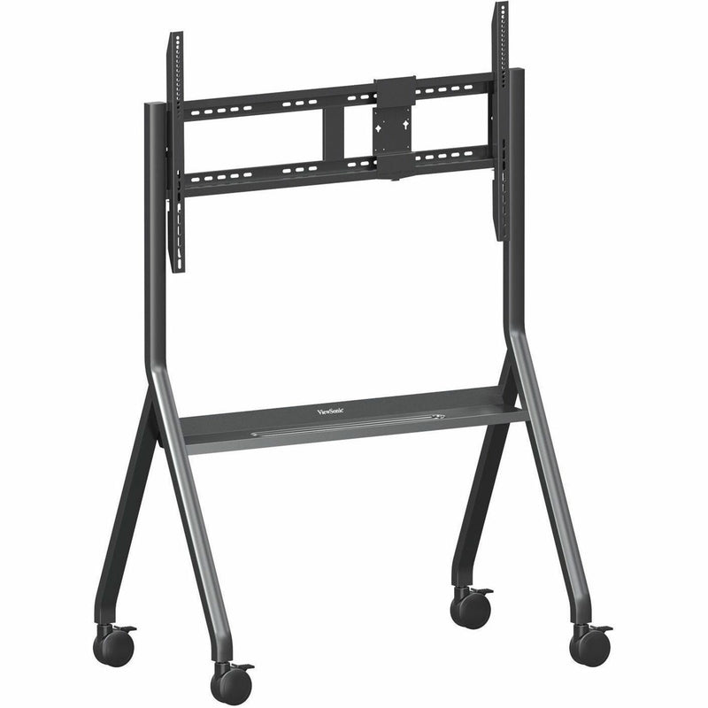 Angled view of ViewSonic display cart showing A-frame design and wheel system