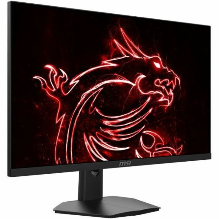 Side view of MSI G274F monitor displaying red dragon logo against black background