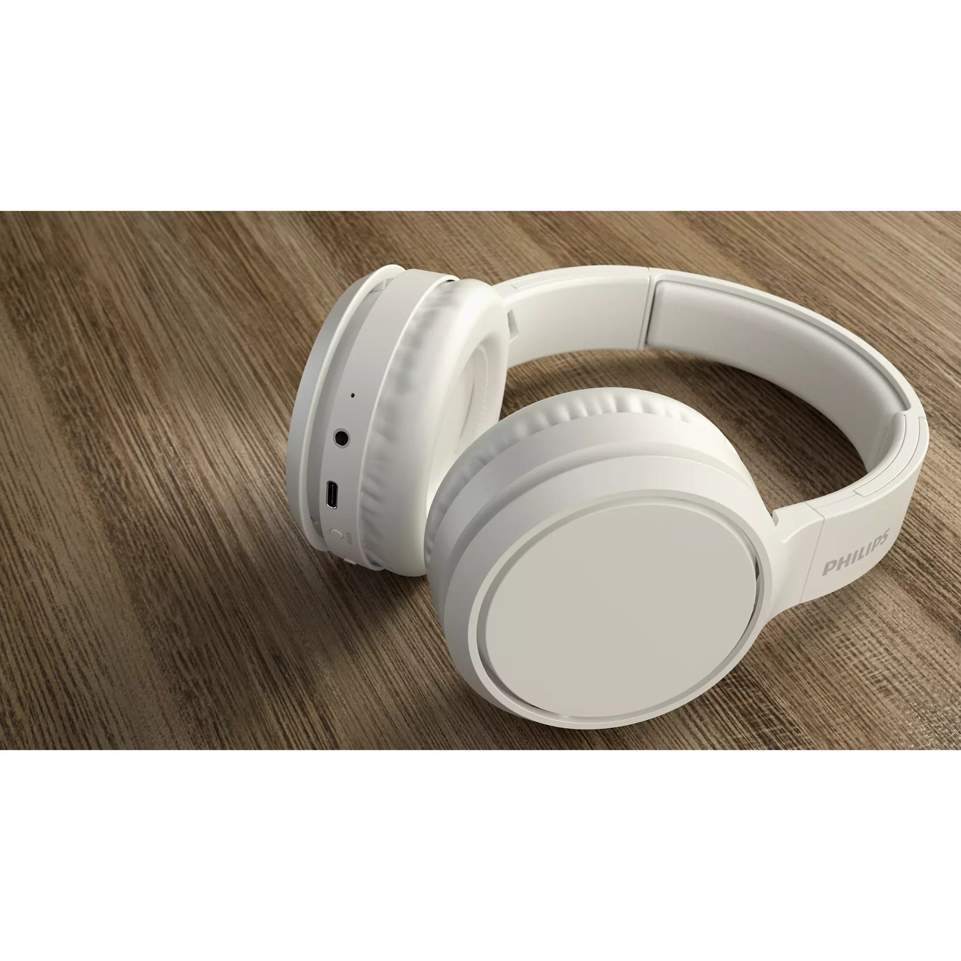 Philips TAH5205WT/00 Headset, Fold-Flat Lightweight Over-the-Ear Headphones with Integrated Microphone, White