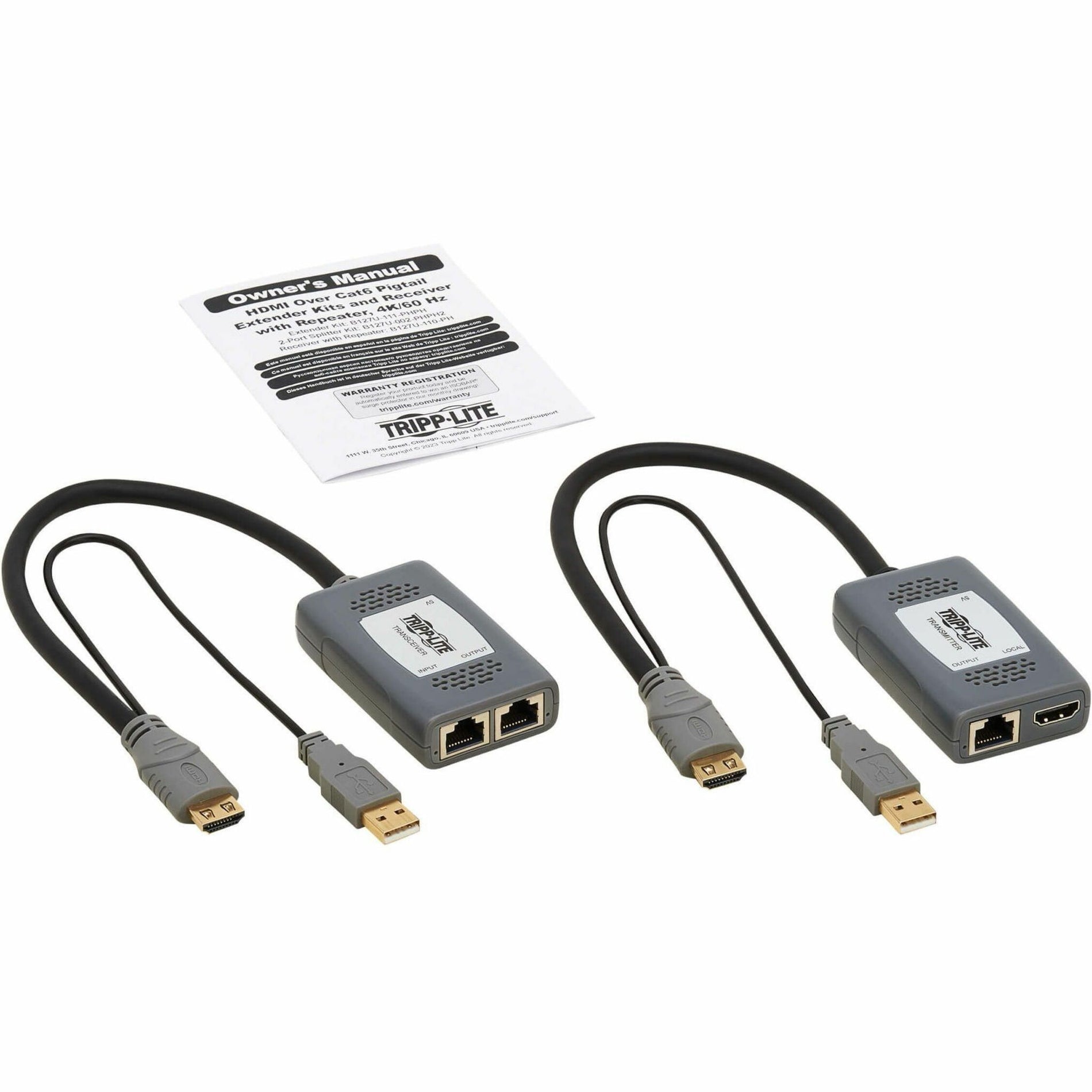 Complete video extender kit showing transmitter, receiver and documentation-alternate-image8