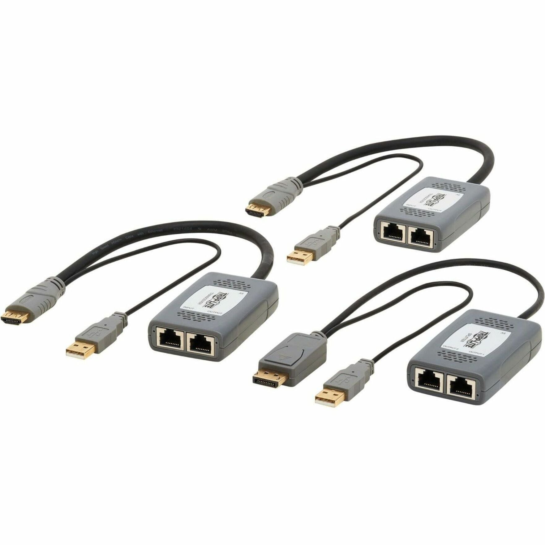 Alternative angle of three video extender units displaying connection options-alternate-image2