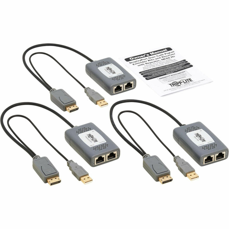 Complete DisplayPort extender kit with manual and components