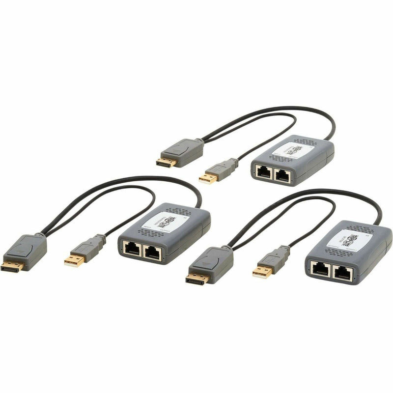 Three DisplayPort extender units showing dual RJ-45 port configuration