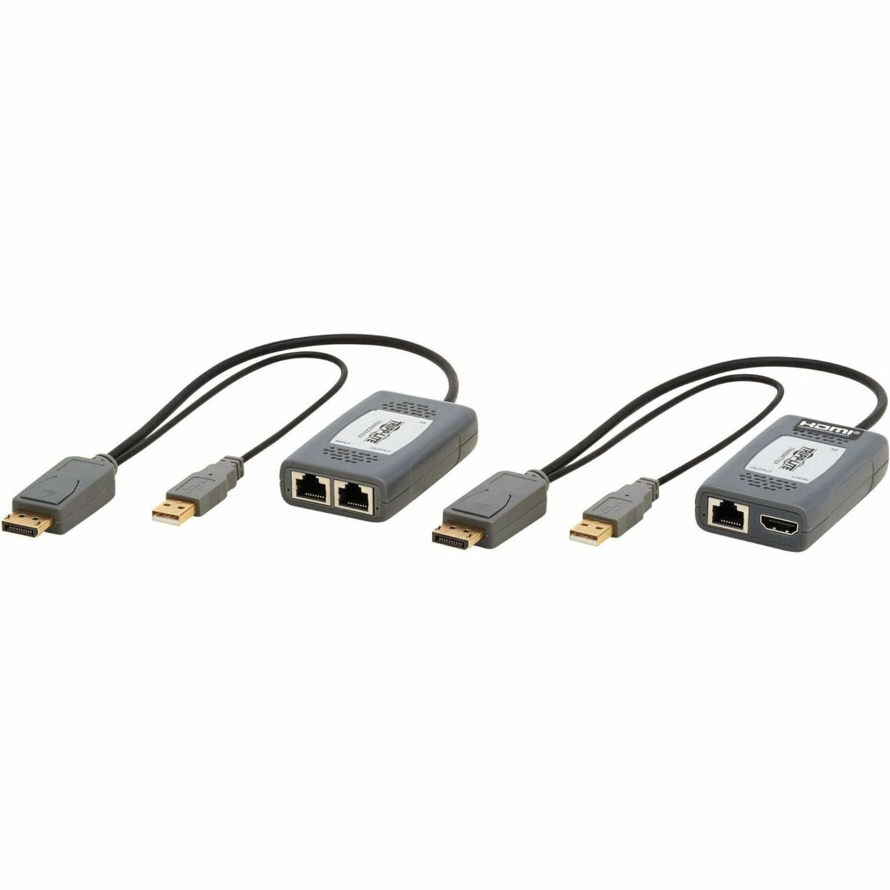 Tripp Lite B127U-111-PDPD Video Extender Transmitter/Receiver, 4K, 3840 x 2160, TAA Compliant, USB, HDMI, DisplayPort, RJ-45, Category 6