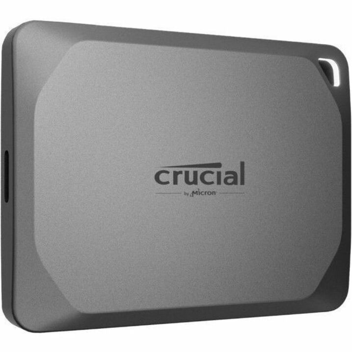 Crucial X9 Pro portable SSD in gray aluminum finish with brand logo