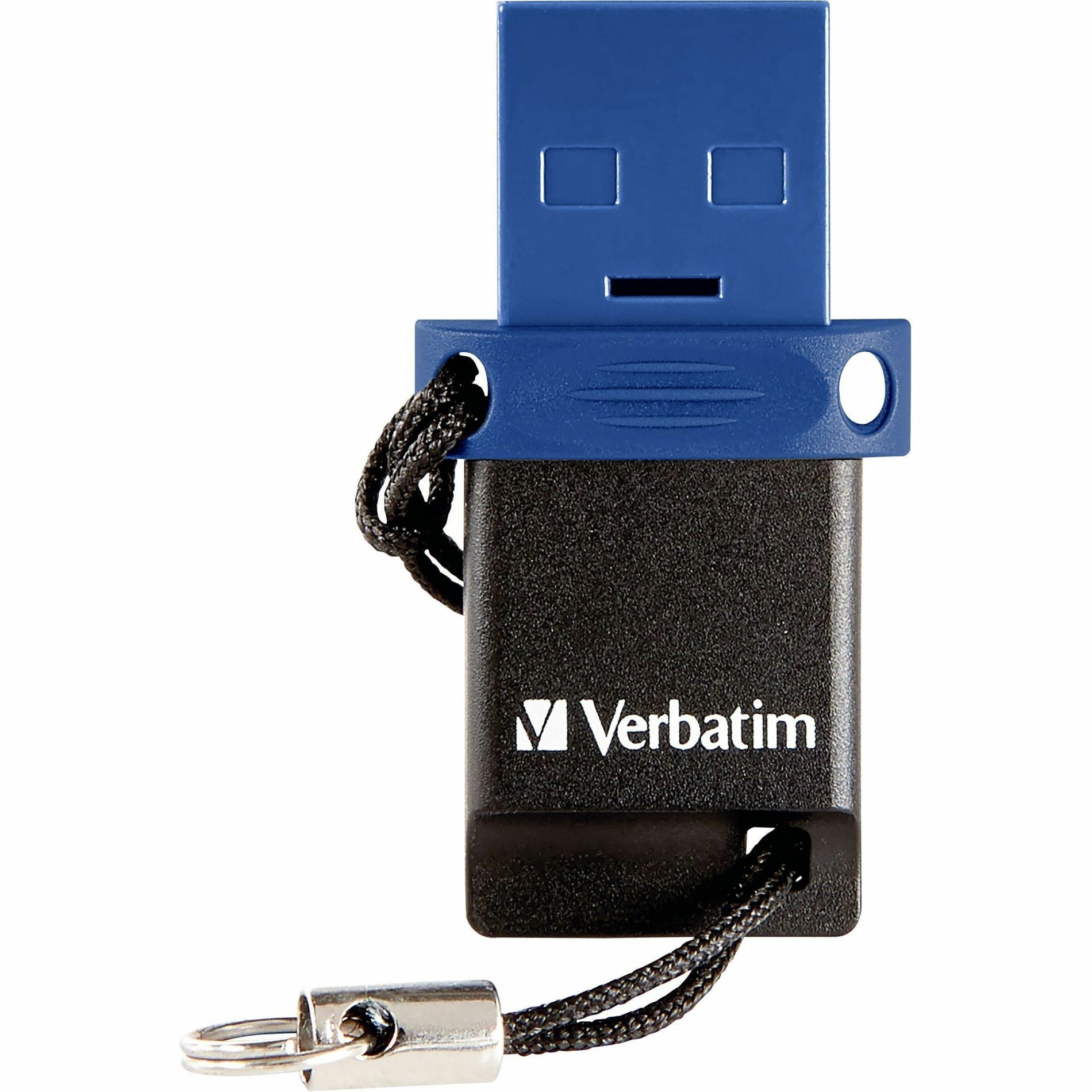 USB-A connector end view of Verbatim dual drive with blue housing-alternate-image3