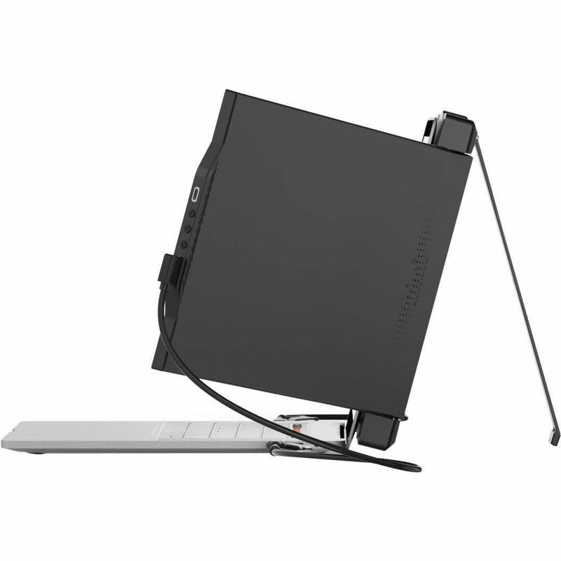 Side view of TRIO Max monitor showing kickstand support system and slim profile design