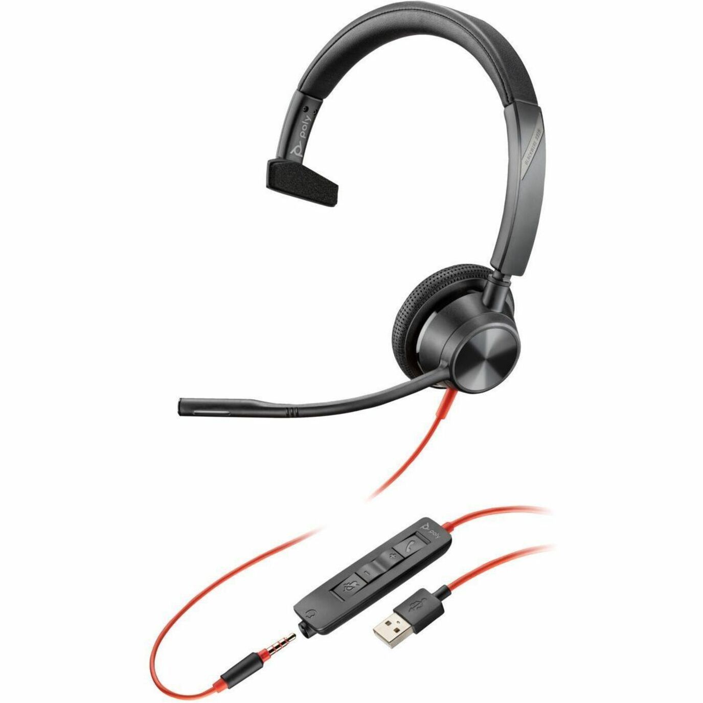 Poly: ポリ Blackwire 3315 USB-A Headset TAA: ブラックワイヤー 3315 USB-A ヘッドセット TAA (8M3U1AA#ABA)