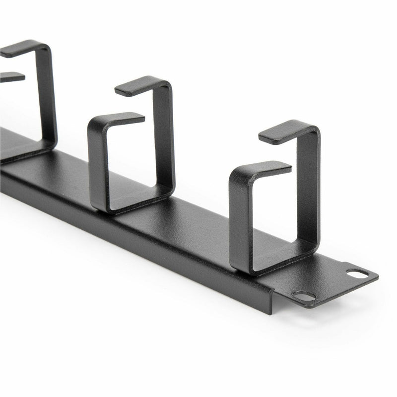 Detailed view of cable management panel mounting system and construction