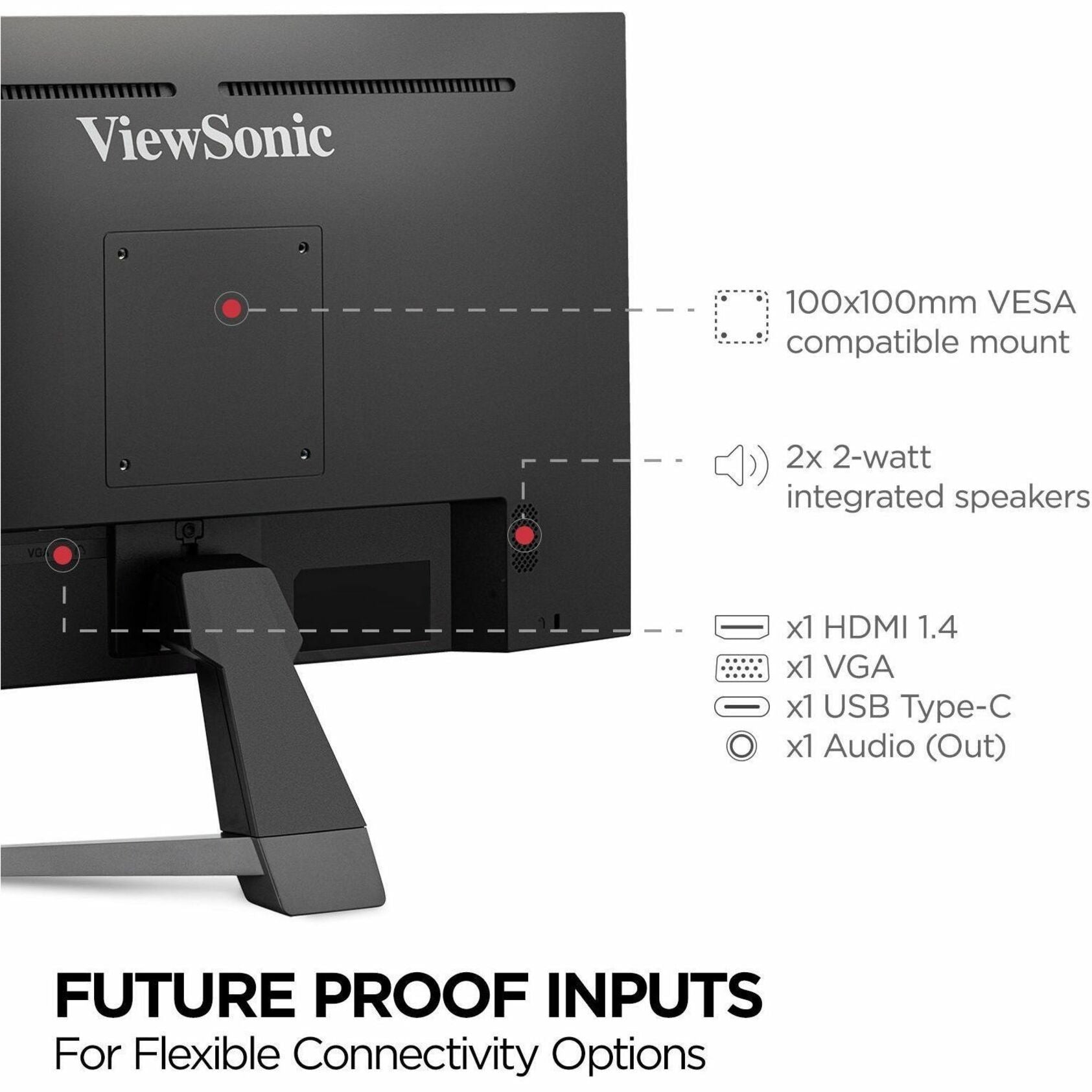 ViewSonic VX2467U 24" 1080p IPS Moniteur avec 65W USB C et HDMI Full HD Anti-éblouissement Mode Jeu Énergie Star