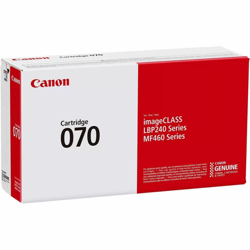 Side view of Canon 070 toner cartridge packaging highlighting product information