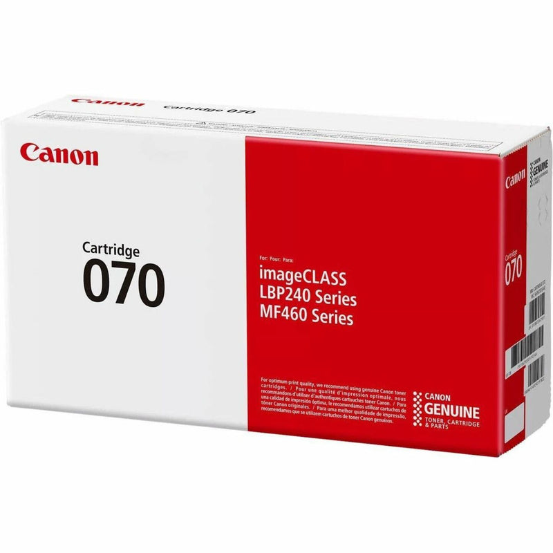 Canon 070 toner cartridge retail packaging showing product information and compatibility