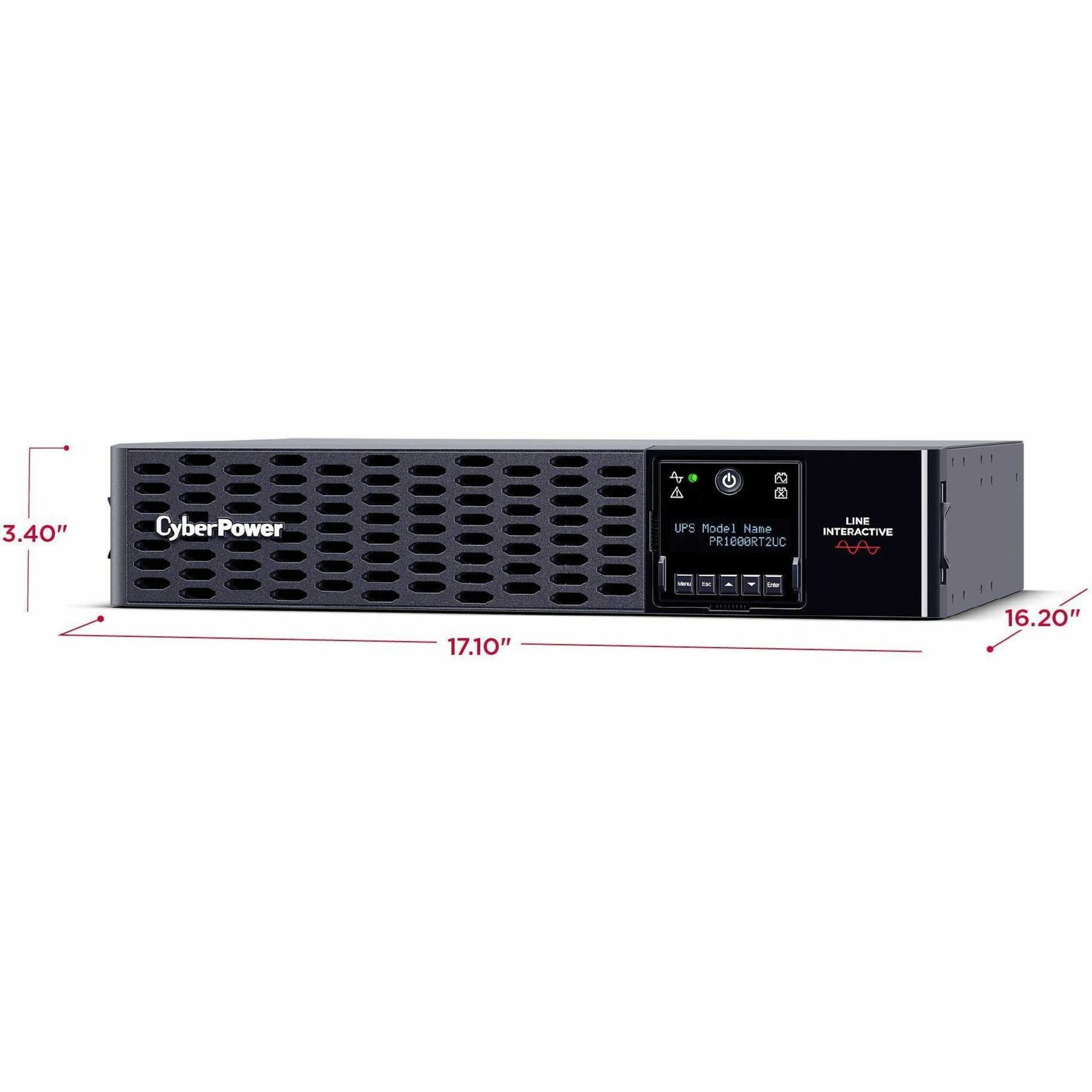 Dimensional diagram of CyberPower PR1000RT2UC with measurements-alternate-image9