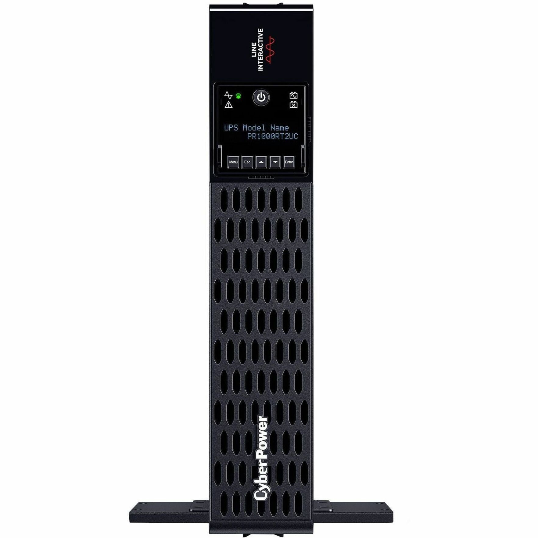 CyberPower PR1000RT2UC UPS in tower orientation with LCD display and ventilation system-alternate-image2