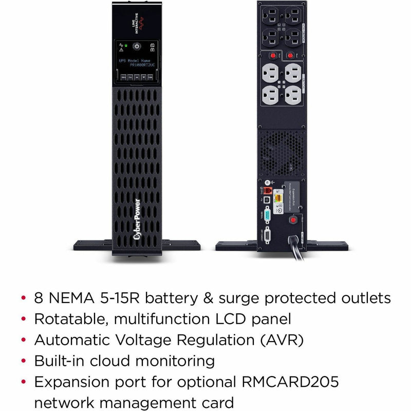 Feature overview of CyberPower PR1000RT2UC showing key specifications