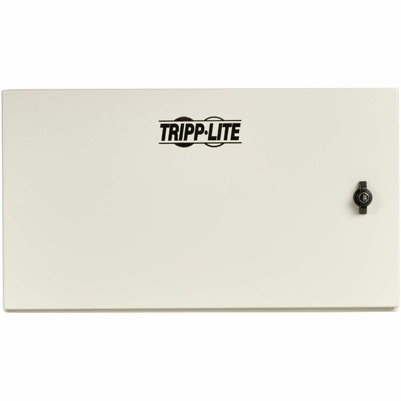 Front view of SmartRack enclosure displaying Tripp Lite branding and lock