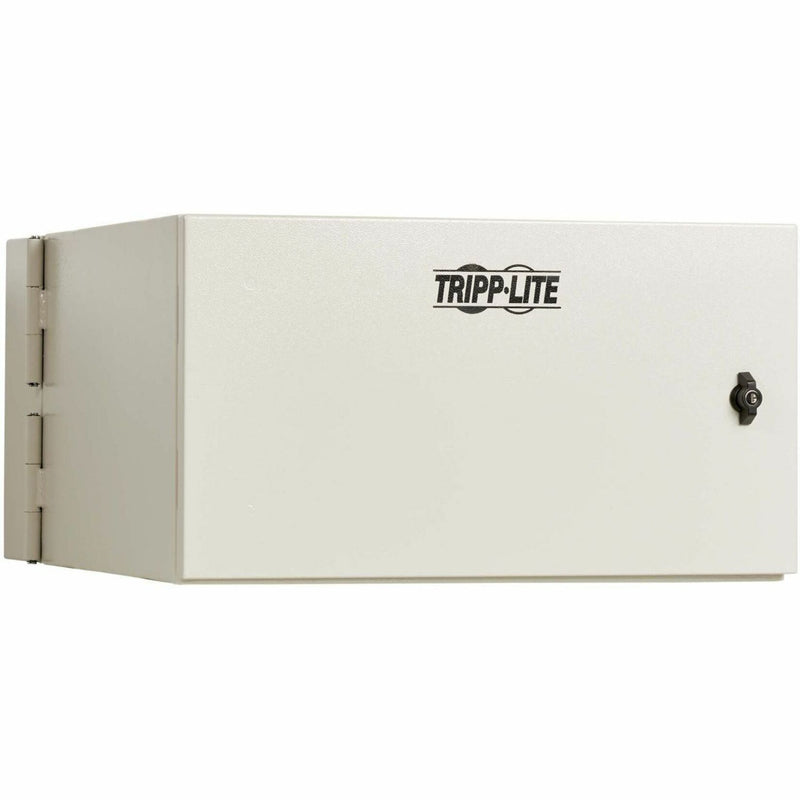 Side view of Tripp Lite SmartRack enclosure showing secure locking mechanism