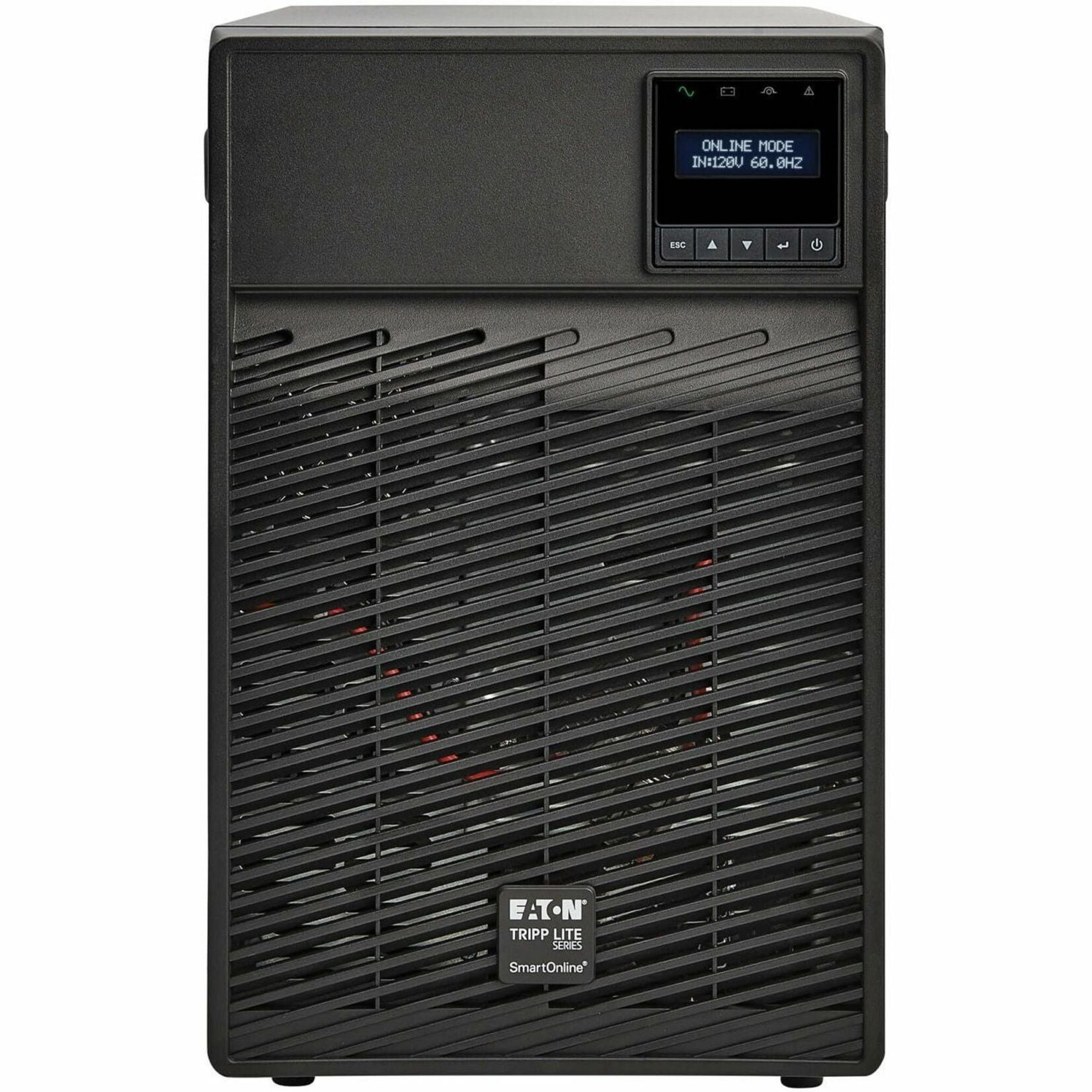 Direct front view of Tripp Lite SU700XLCD showing ventilation design and display panel-alternate-image2