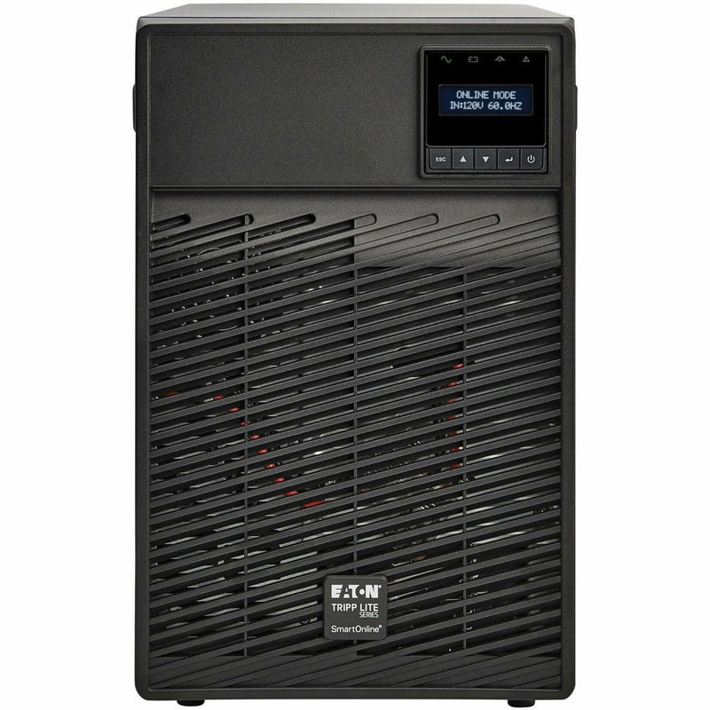 Direct front view of Tripp Lite SU700XLCD showing ventilation design and display panel