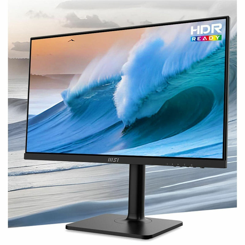 MSI Modern MD2412P monitor displaying HDR content with ocean wave imagery