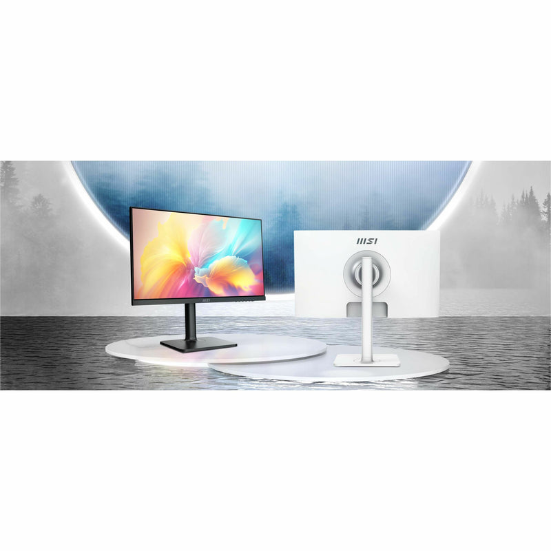 Artistic presentation of MSI Modern MD2412P monitor in modern setting